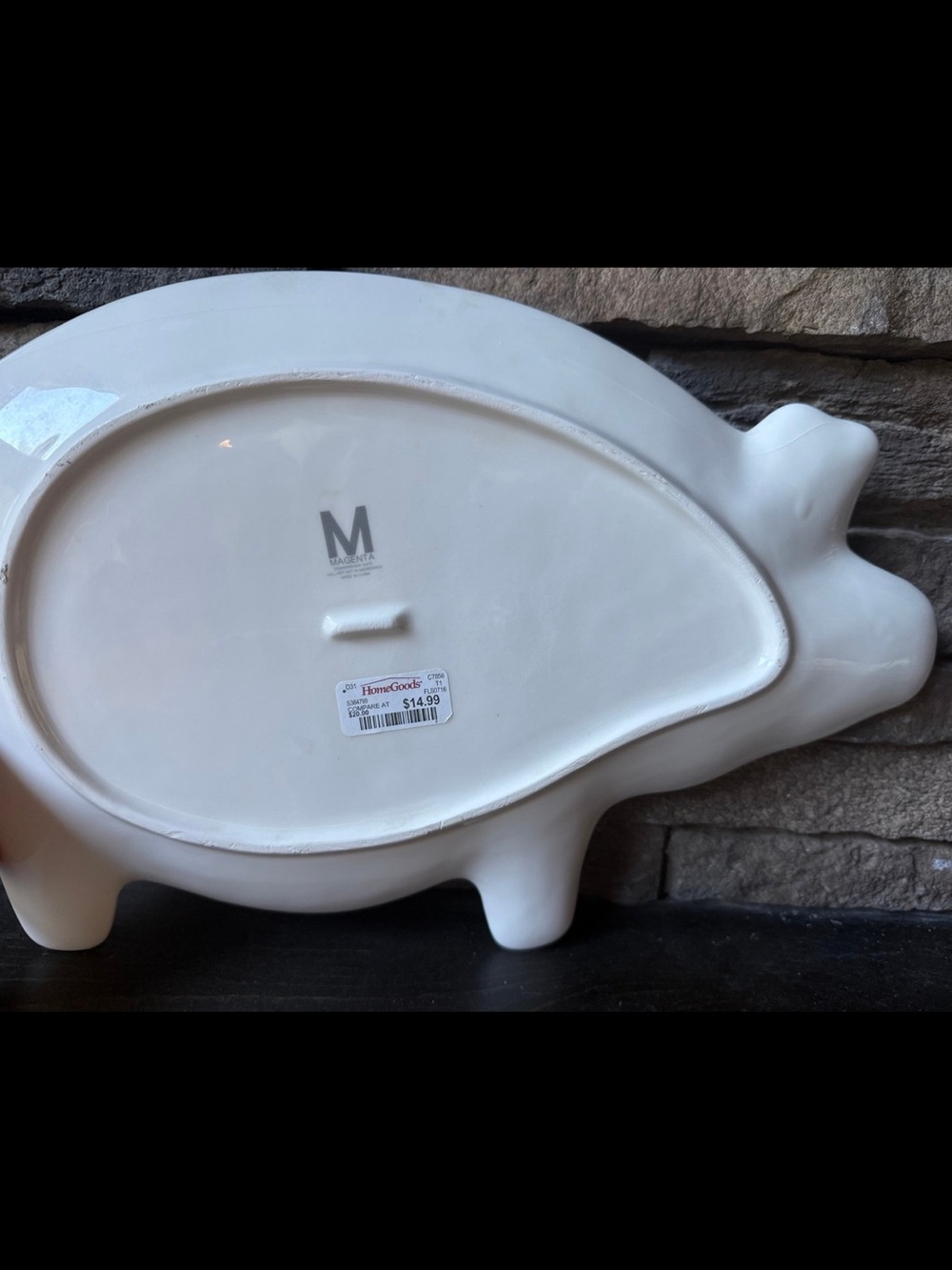 Rae Dunn OINK Pig Platter Magenta Stamped Ceramic Dish Tray Rare Decor NWT - Picture 2 of 5